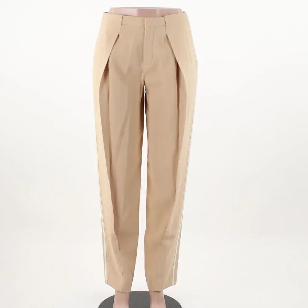 Chloe Front Pleaded High Waist Beige Trousers size 38